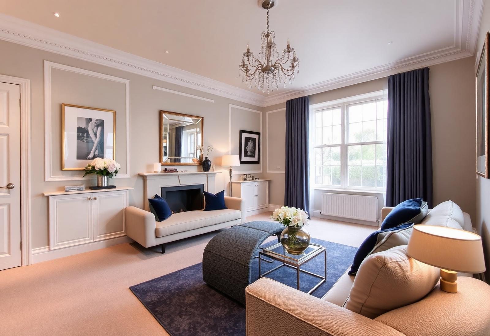 Elegant serviced apartment interior styled by Crown Let Group